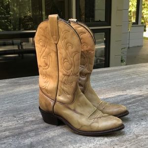 cream leather cowboy boots